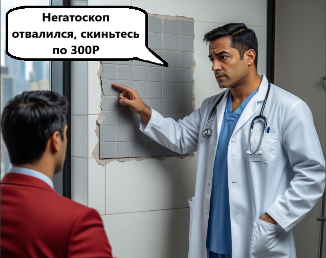 сгенерировано ИИ, текст шутки автора.