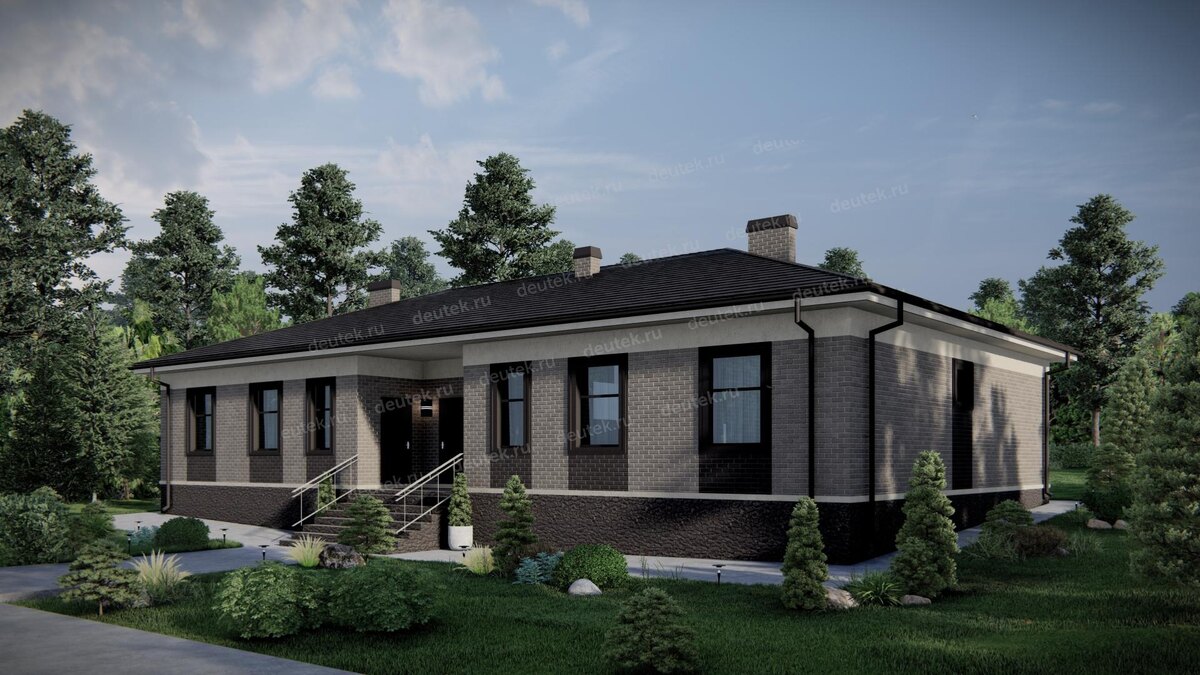 Проект одноэтажного дуплекса с площадью до 250 кв м