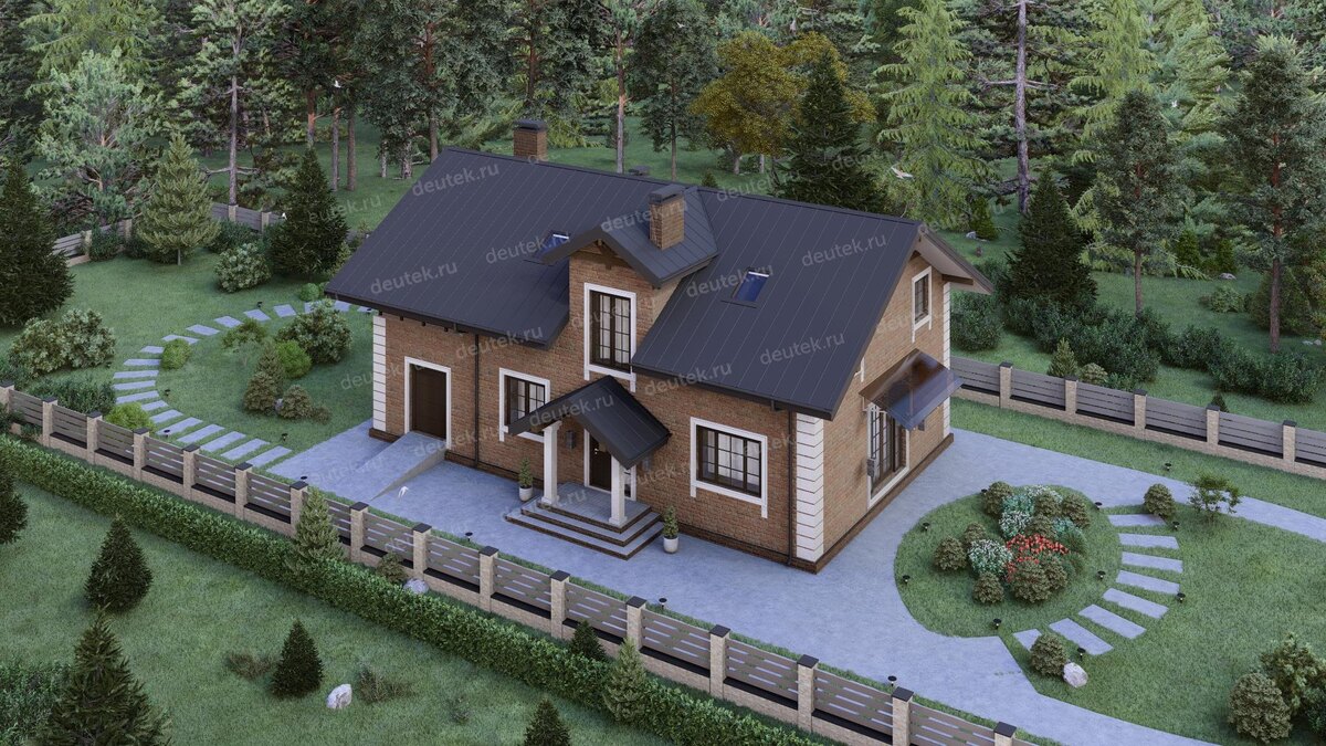 Проект двухэтажного дома 209 м2 с гаражом и террасой на втором этаже