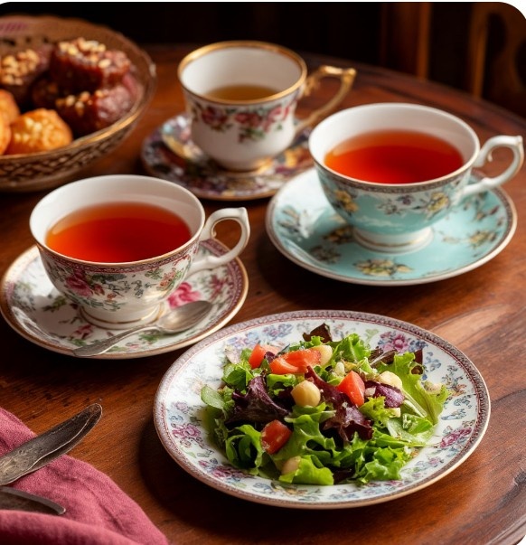 Создано нейросетью. Приблизительно так проводили праздники. Зачем больше и объедаться и потом куда девать остатки еды, если много накрыть? 