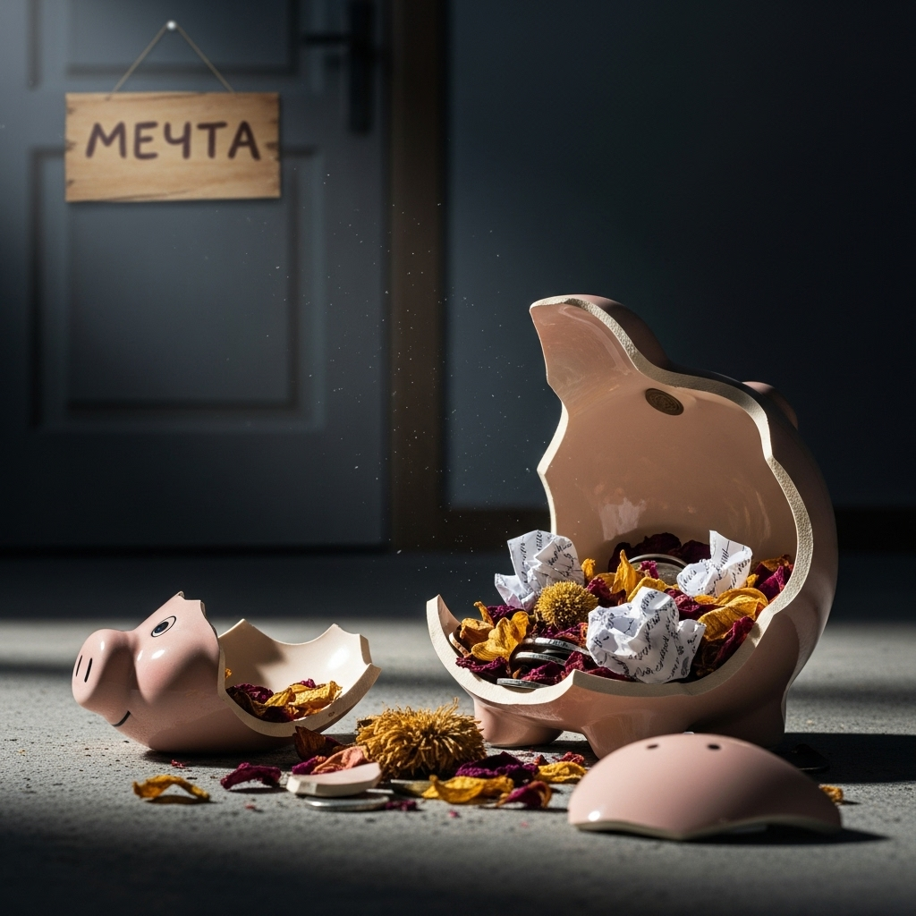 Человек у опасной ловушки саморазвития с пустыми карманами