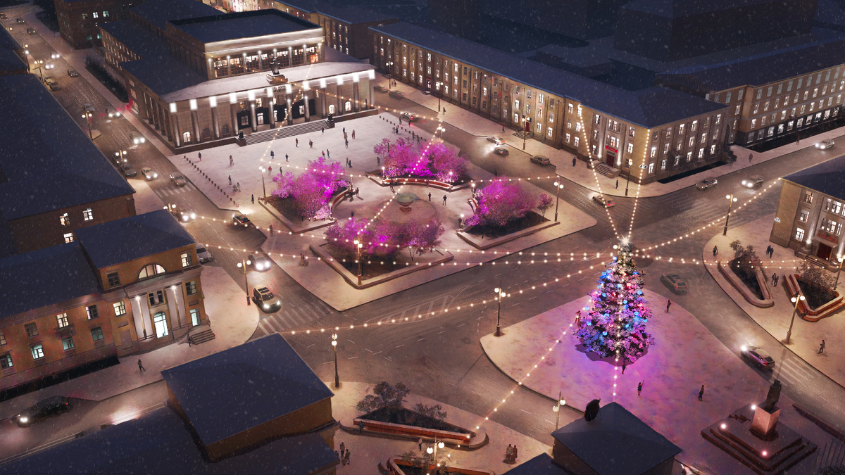 Дом культуры шахтёров и площадь мира. Фото: Мастер-план Воркуты