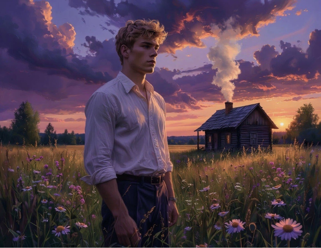 Сергей Есенин (образ), "Заметался пожар голубой", изображение через Шедеврум.