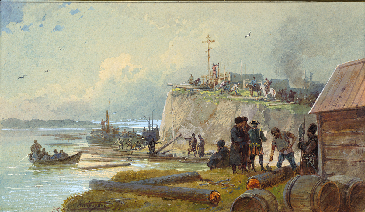 Строительство укреплений в Сибири, 1716 год. Художник: Николай Каразин