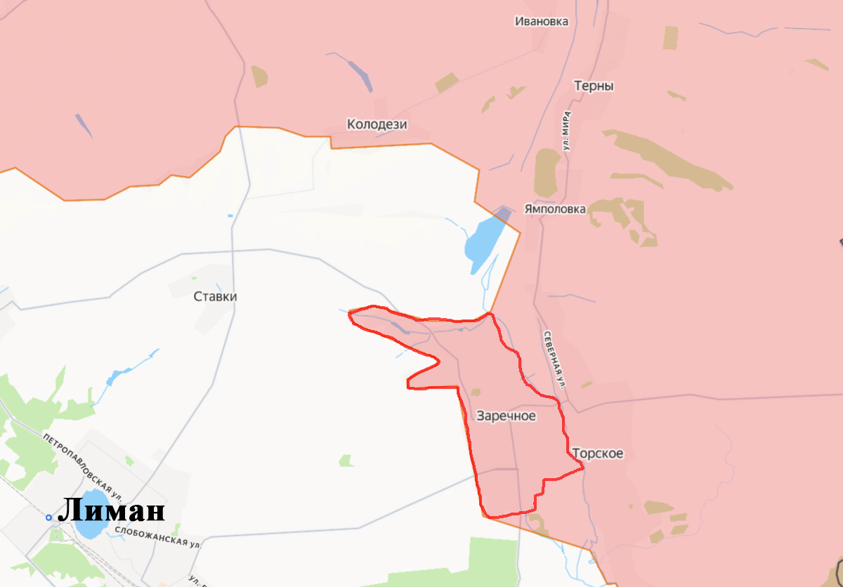 Красным контуром - посёлок городского типа Кировск (Заречное).