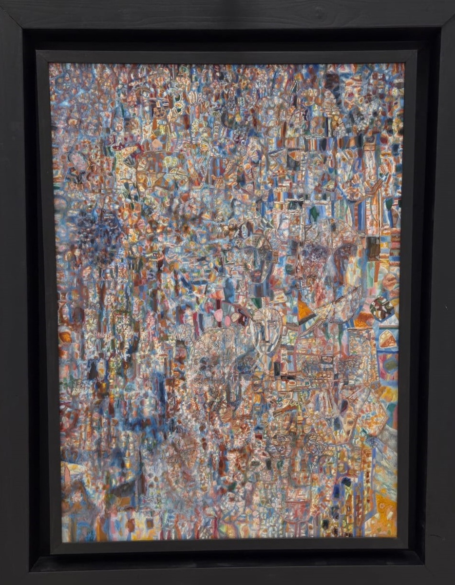 Павел Филонов Человек на мозаичном фоне 1930 бумага, дублированная на ватман, холст, масло