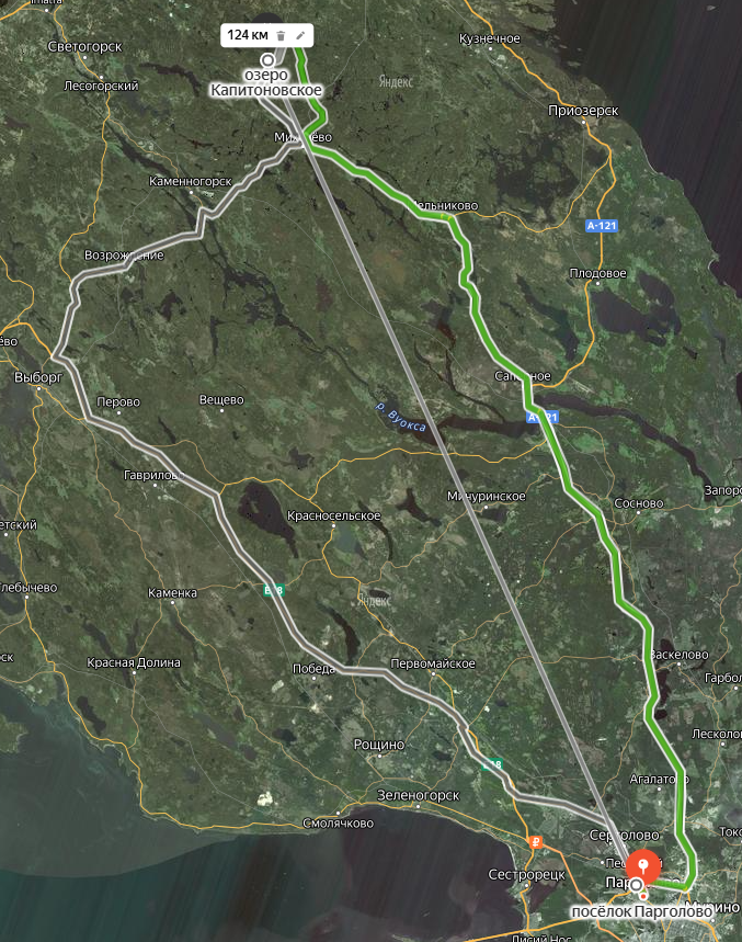 Расстояние и маршрут до Капитоновского озера.