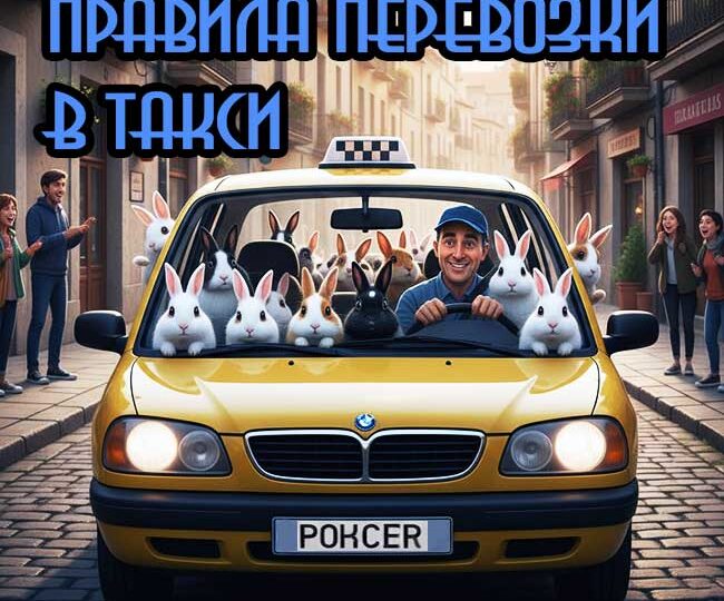 Перевозка кроликов в такси.