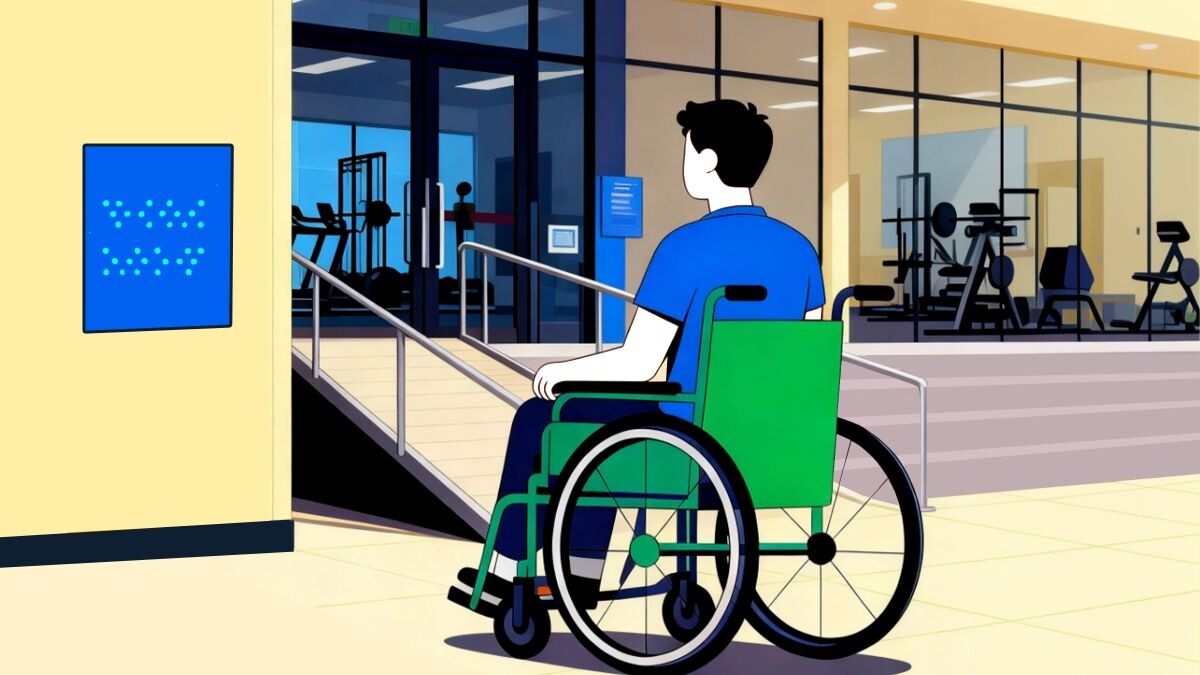 В спорткомплексах необходимо предусмотреть остаются недоступными для людей с инвалидностью из-за узких дверных проёмов, неадаптированных санузлов и отсутствия самого элементарного — пандусов на входе в здание