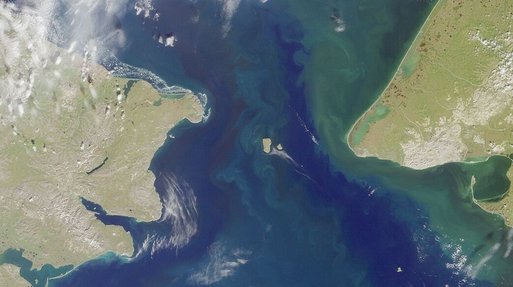 Острова Диомида, из космоса, сделанный NASA 