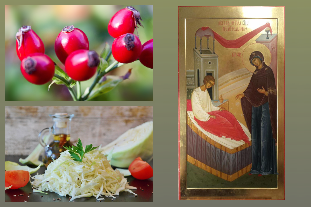 Икона Богородицы "Исцеление", шиповник, капуста/pixabay.com