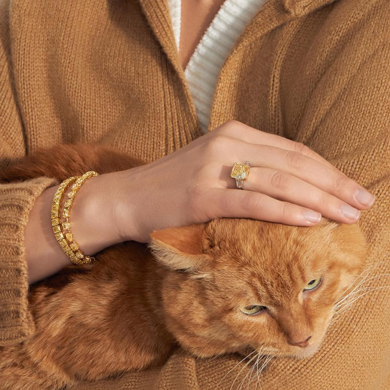 Браслеты и кольцо Mercury Classic из желтого золота с желтыми бриллиантами