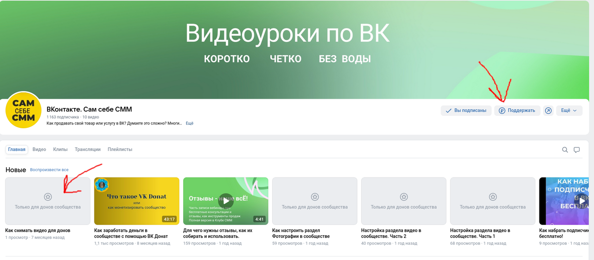 Появились кнопки Поддержать в шапек канала и на самих видео.