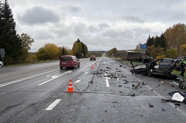    Последствия аварии в Можгинском районе Удмуртии. Фото: Госавтоинспекция Удмуртии