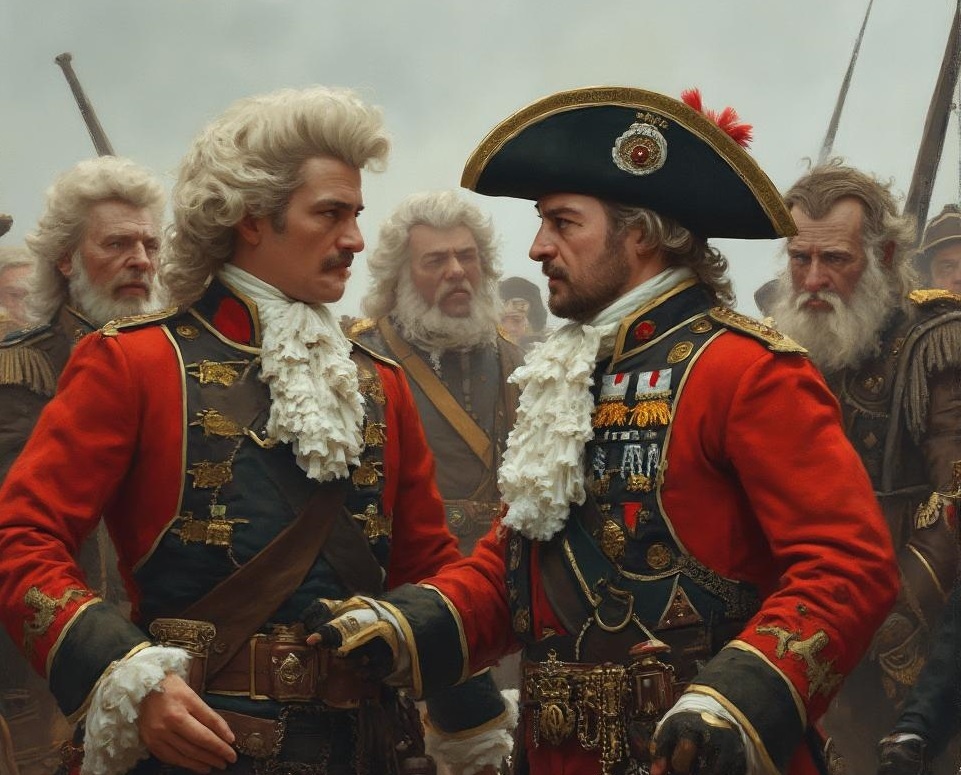 Изображение офицеров договоравающихся о подкупе казаков