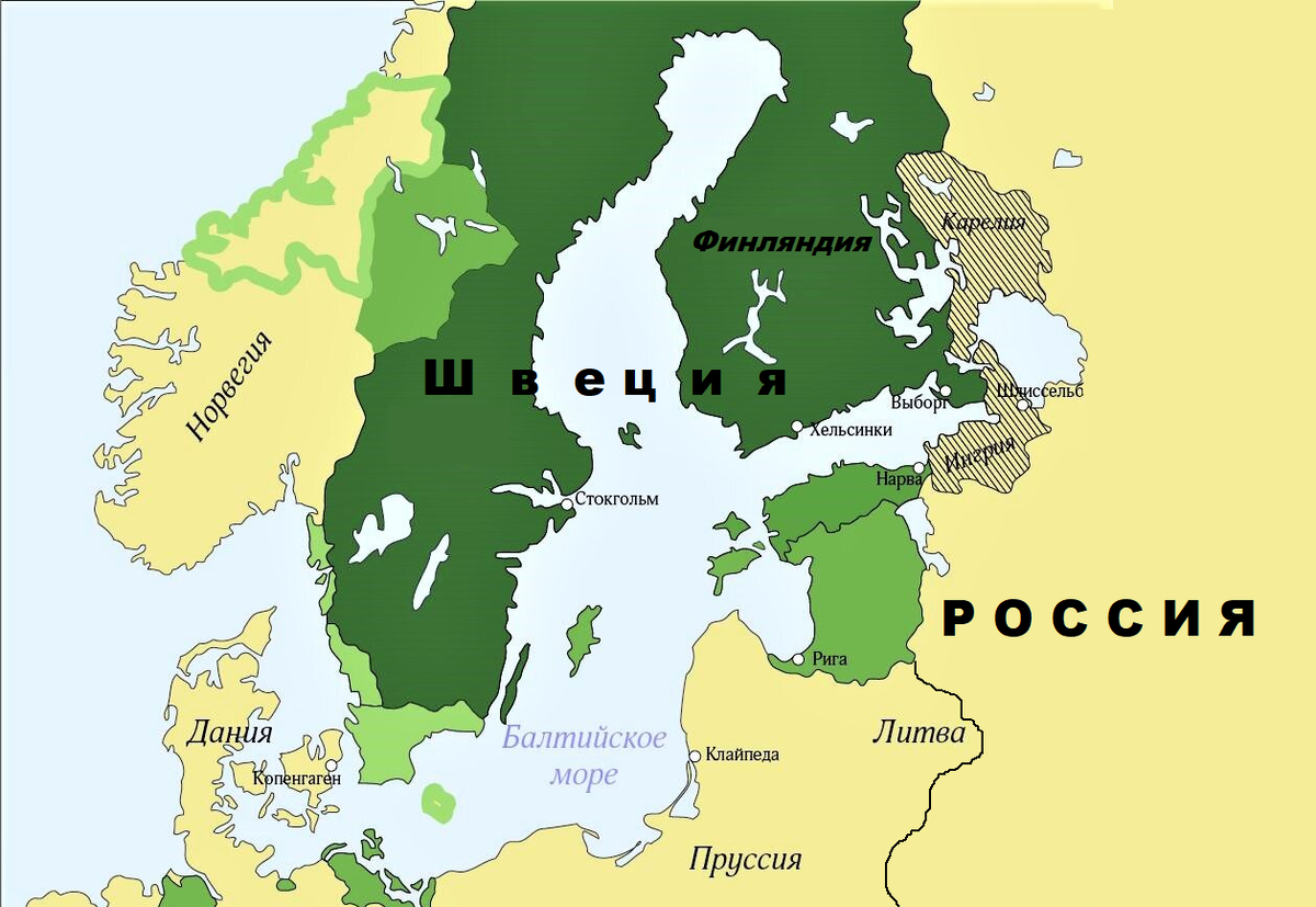 Карта Швеции до Северной войны (изображение взято из открытых источников)