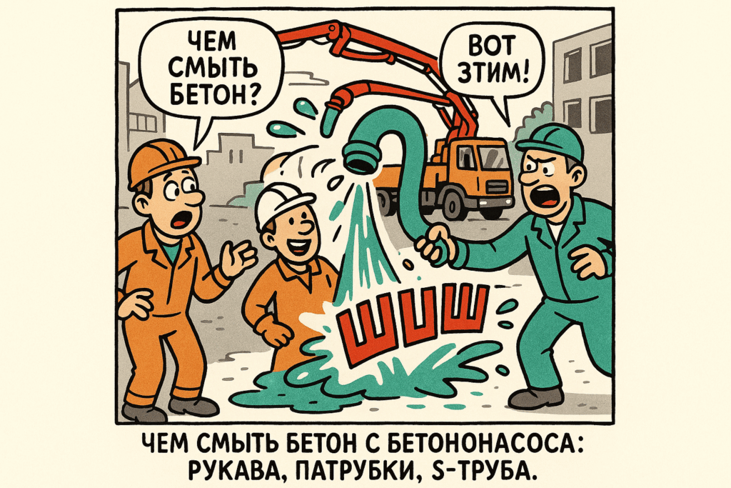    Очистка рукавов и S-трубы бетононасоса — важный этап для поддержания эффективности работы оборудования.