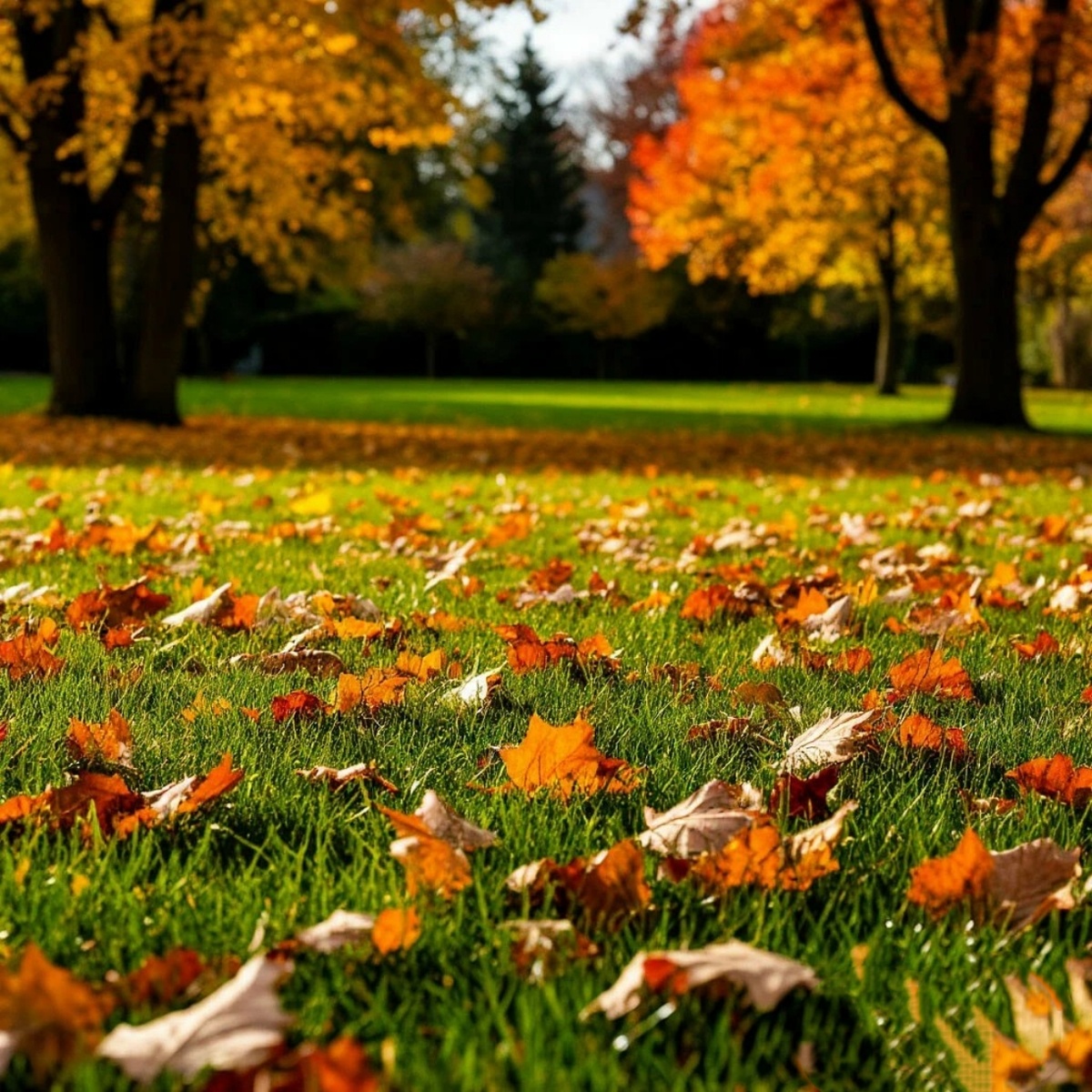 Газон осенью