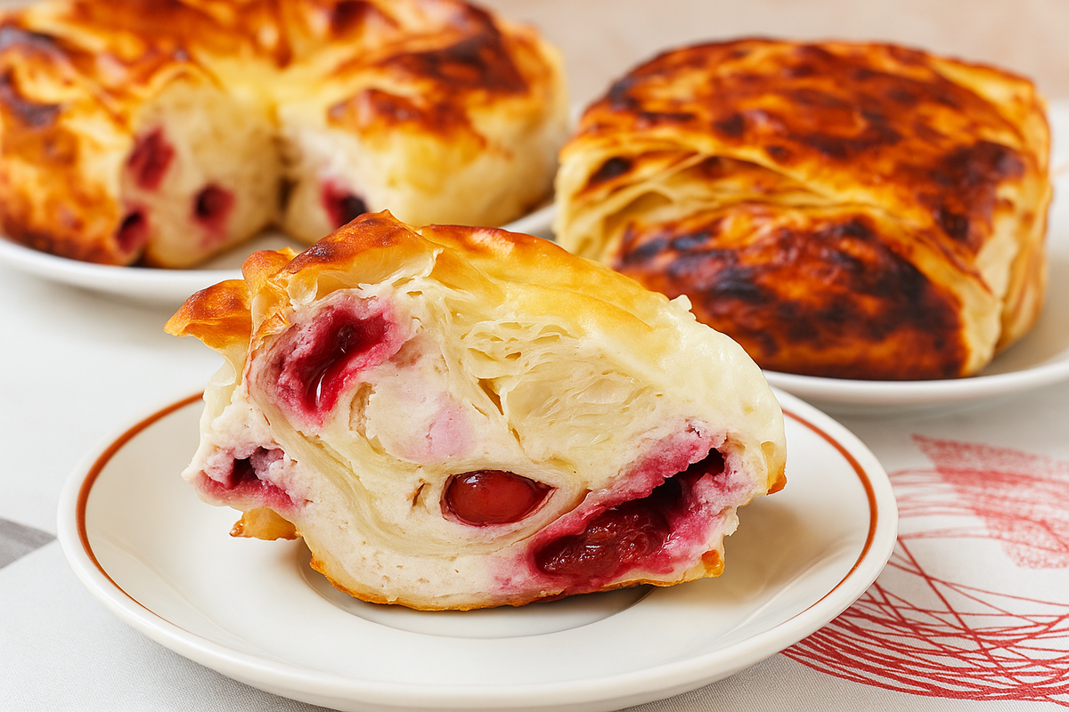 Пирог из лаваша с творогом и вишней — просто и вкусно!