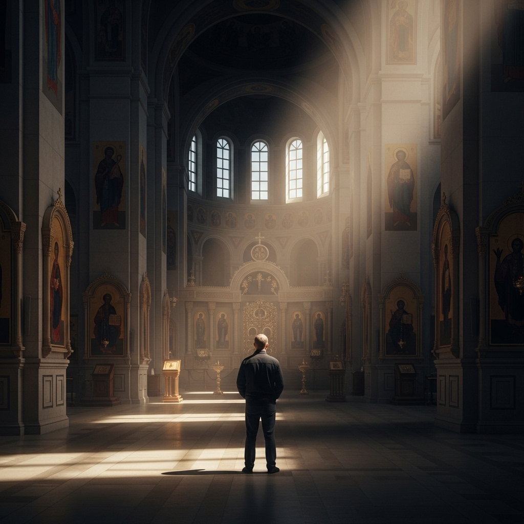 Пустой трон в храме души. Монументальная тишина на месте старых ответов.