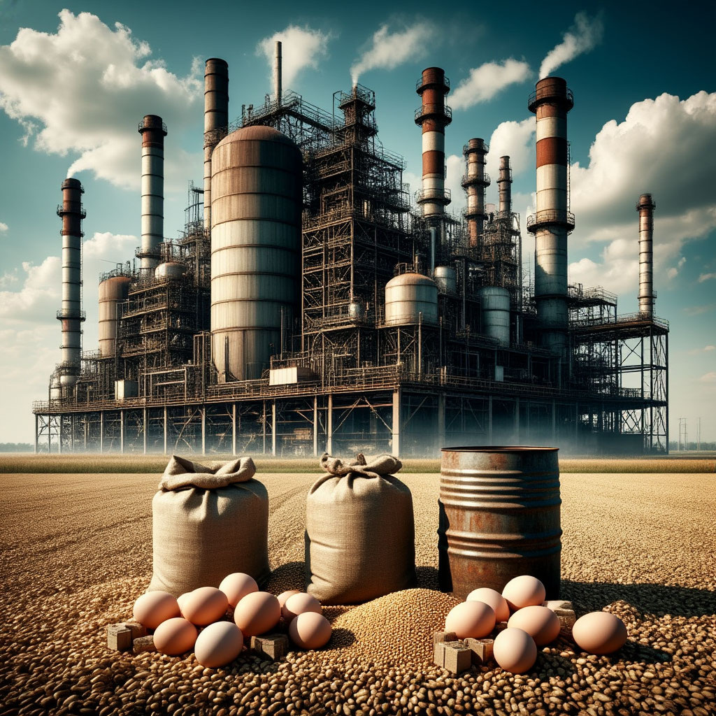 Иллюстрация "Экономика зерна и яиц" создана сетью Шедеврум