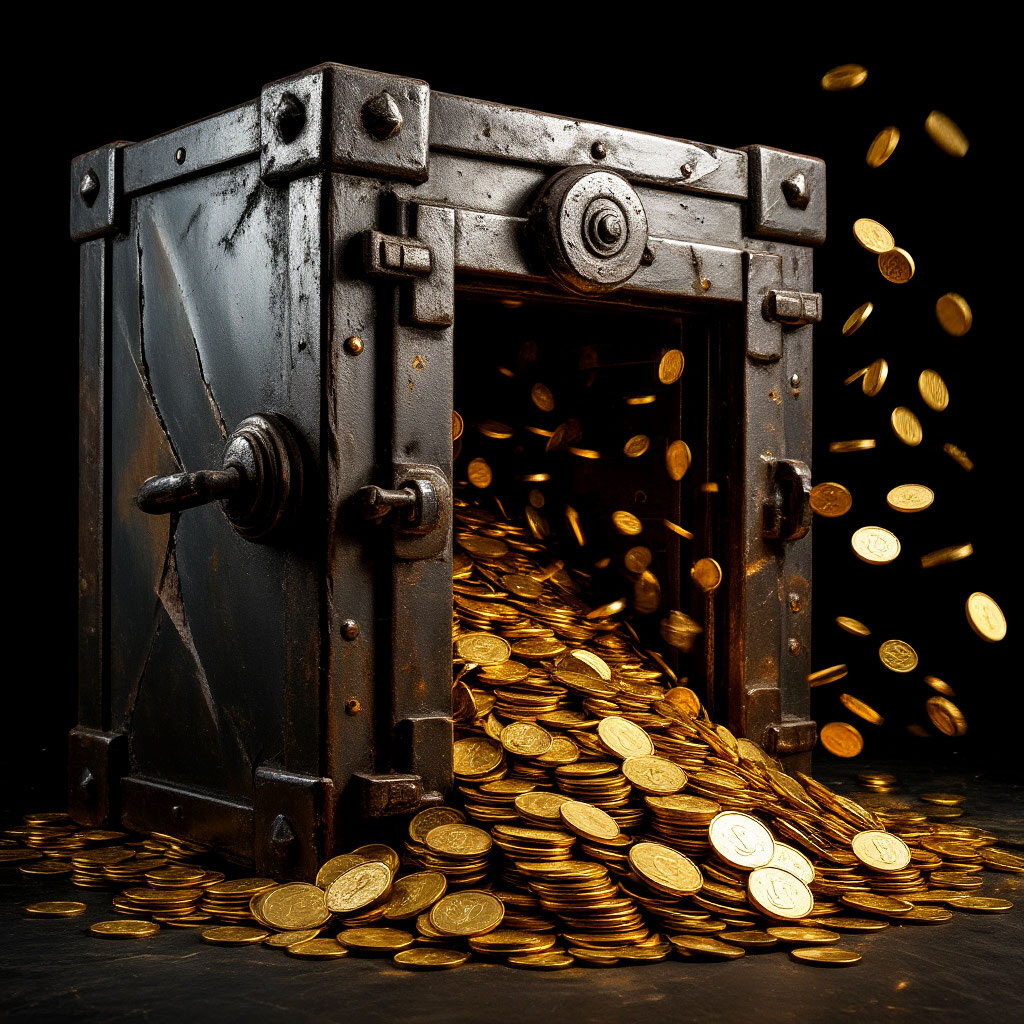 Иллюстрация  "Сейф вскрыт" создана сетью Шедеврум