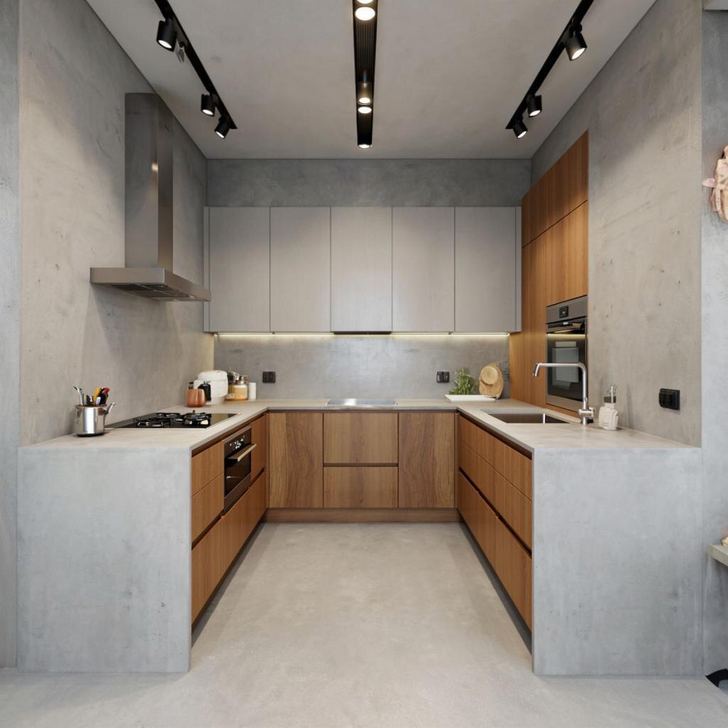 кухня с использованием микроцемента