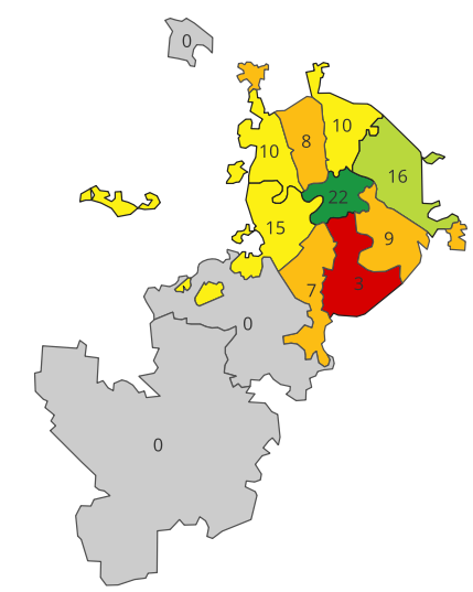 Пример распределения процента продаж по Москве