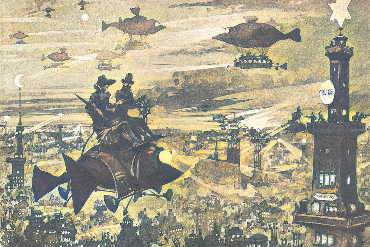 Вот так видели воздушный транспорт будущего в XIX веке. Рисунок А. Робиды.