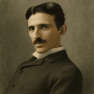 Портрет Никола Тесла — великого изобретателя и ученого