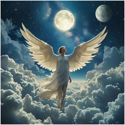 Сгенерировано ИИ- полёт Души на небеса.