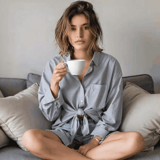 Рубашка свободного кроя из натурального хлопка станет отличным выбором для тех, кто предпочитает минимализм. Ее можно носить с джинсовыми шортами или леггинсами.