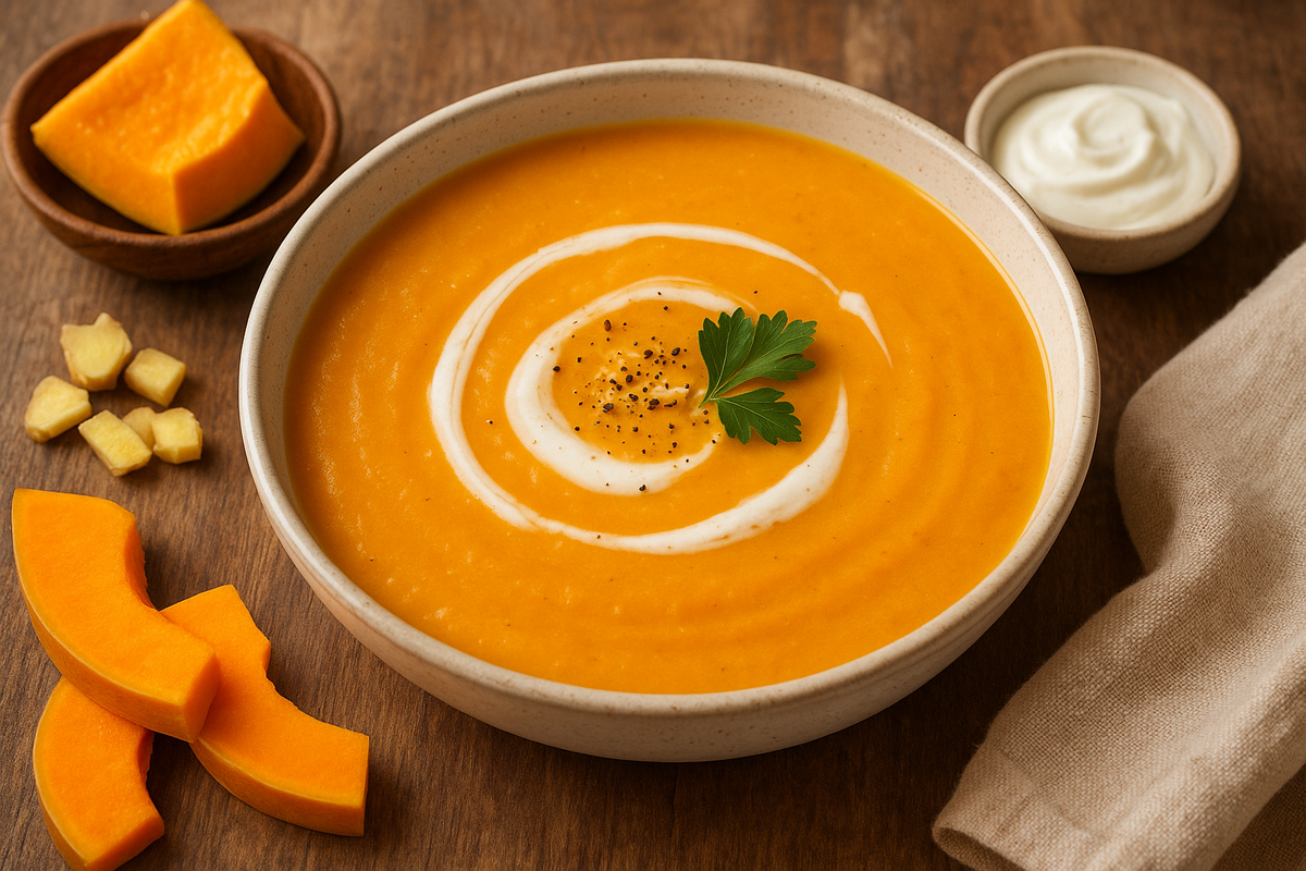 Крем-суп из тыквы с имбирём и сливками – нежный и согревающий