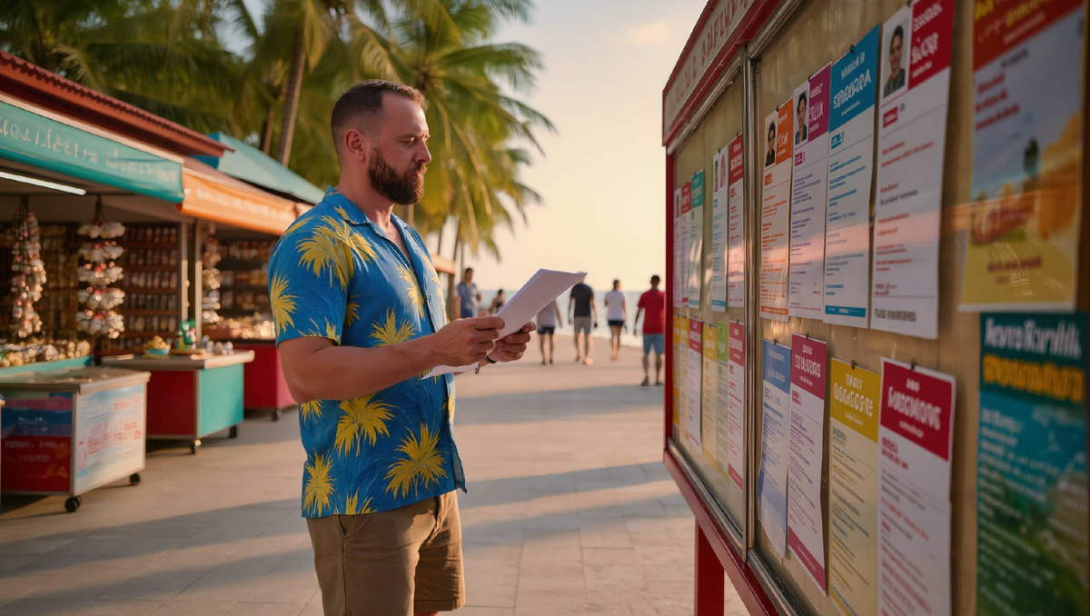 Сделал запрос в ИИ: нарисуй туриста, который ищет работу в Паттайе. Хотя конечно же никаких доск объявлений нет в реальности. 