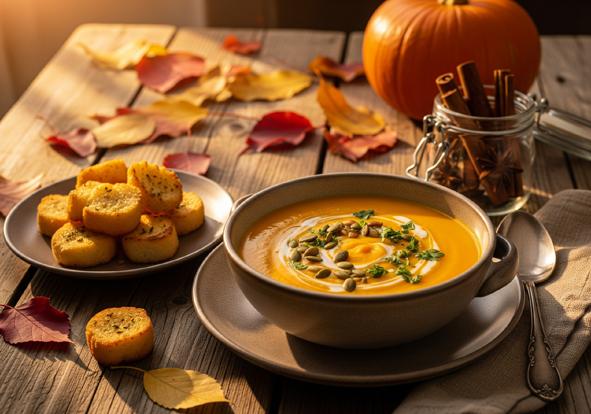 Тыквенный суп на столе