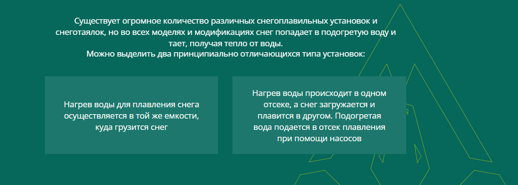 Схема 1-объемной установки в которой загрузка снега осуществляется в тот же отсек, где происходит нагрев воды.