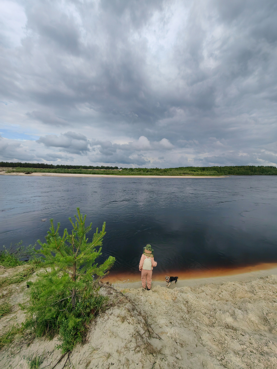 Тиша с внучкой спустились к воде, дойдя до конца обрыва