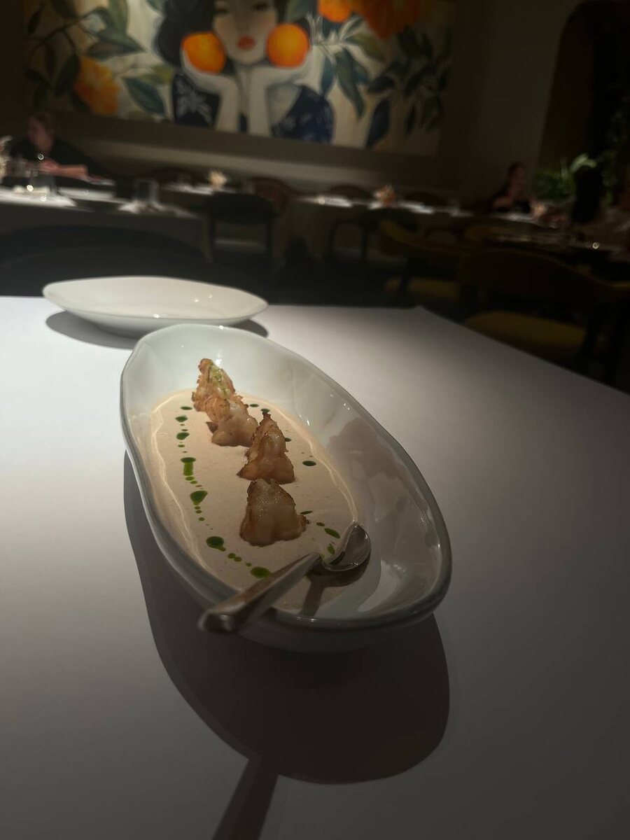 Сациви  с приготовленными на гриле креветками