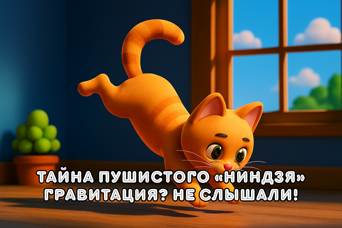 Гравитация? Не слышали. Кошачья формула приземления работает без сбоев.