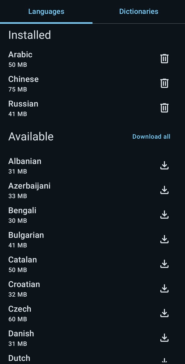 Более 40 языков доступно для скачивания