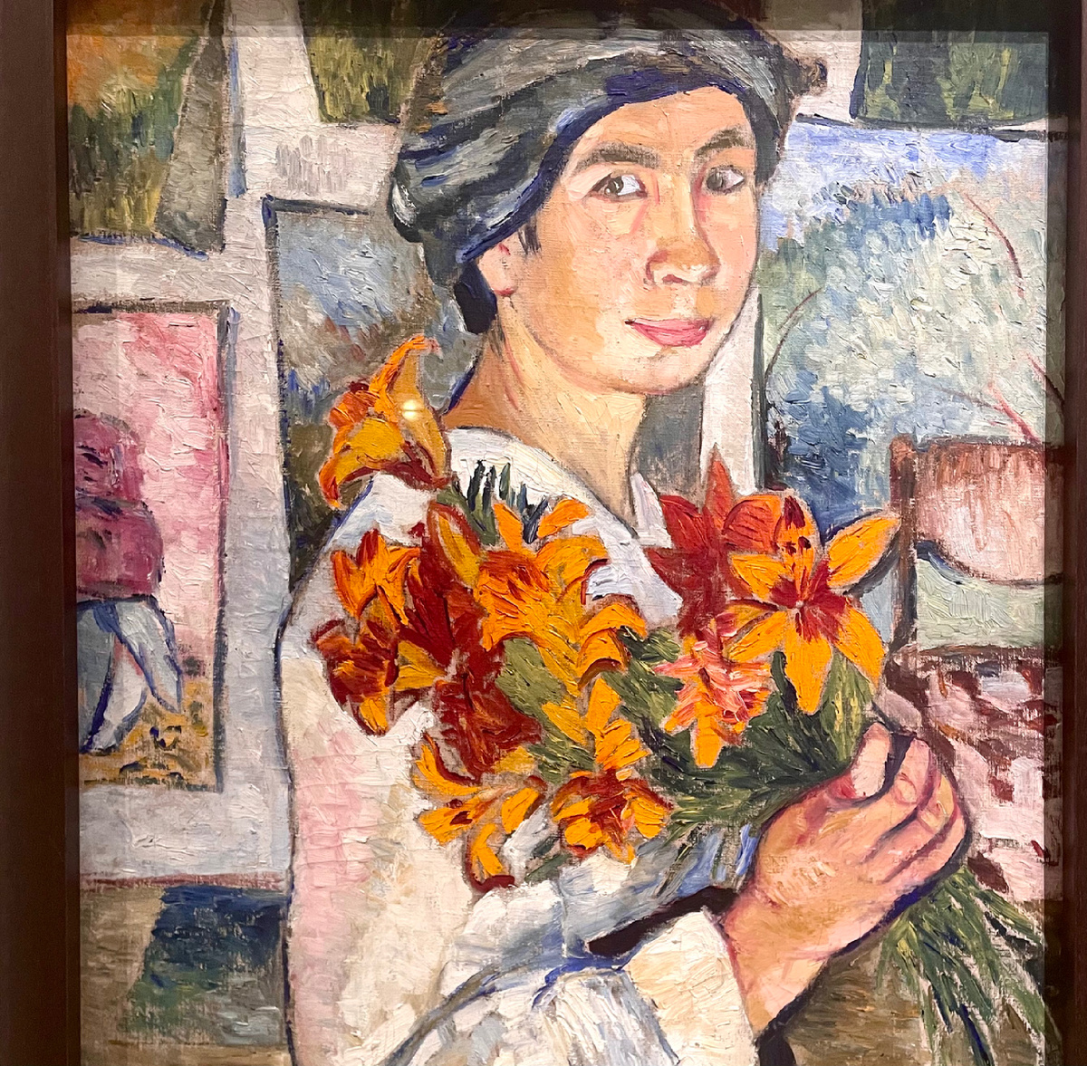 Наталья Гончарова. Автопортрет с жёлтыми лилиями (1907-1908)