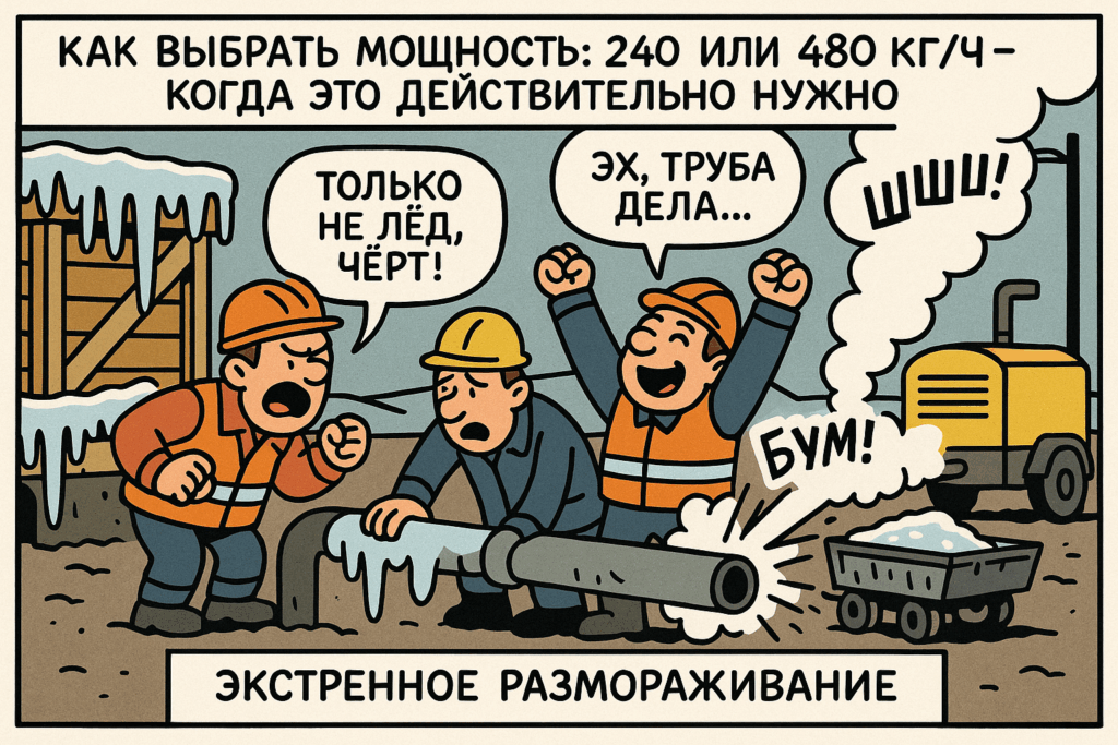    На изображении представлено сравнение мощностей 240 и 480 кг/ч, что поможет вам принять обоснованное решение.
