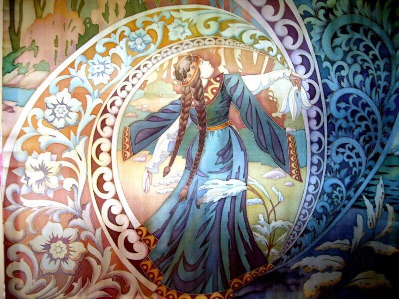 Сказочных героев также можно перенести на шелк 