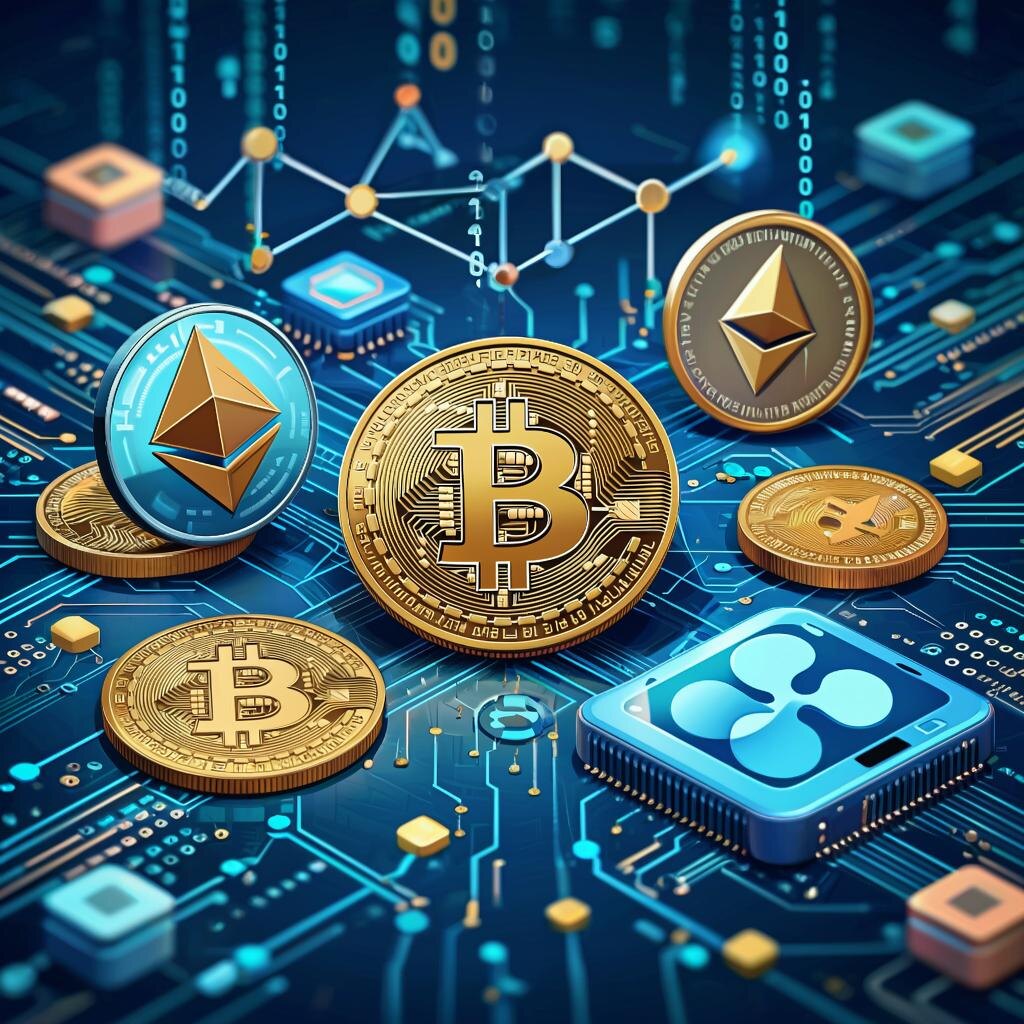 Криптовалюты. Иллюстрация сгенерирована нейросетью