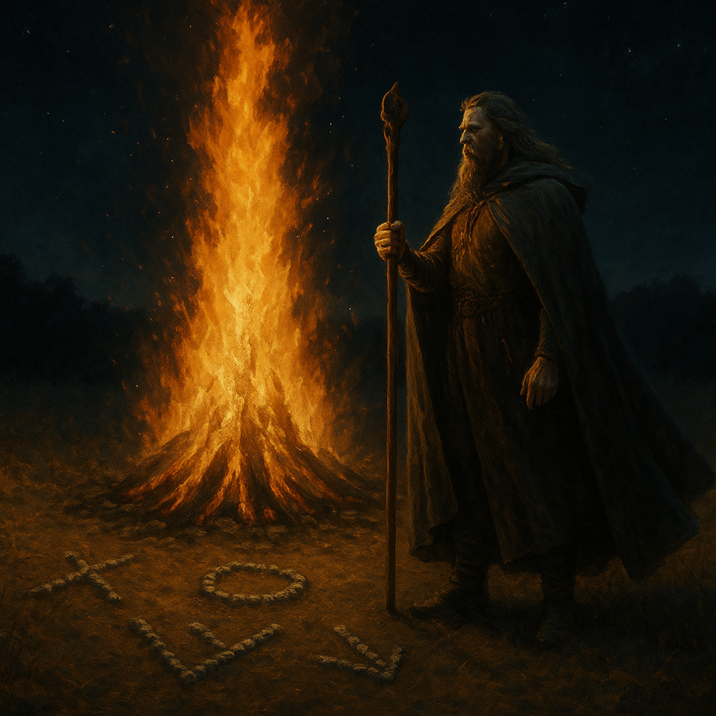 Тогда ночью он разжёг костёр в поле и провёл обряд. 