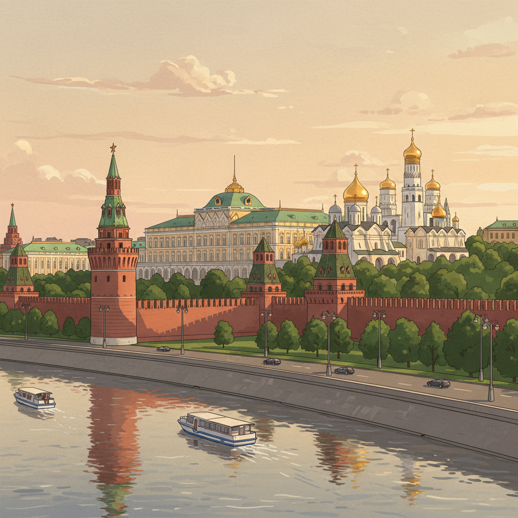 Московский Кремль — это древняя крепость и действующая резиденция президента, символ России.