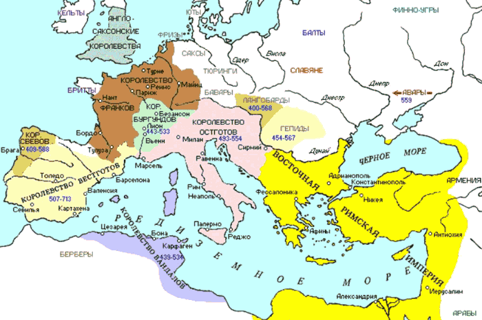 Карта варварских государств