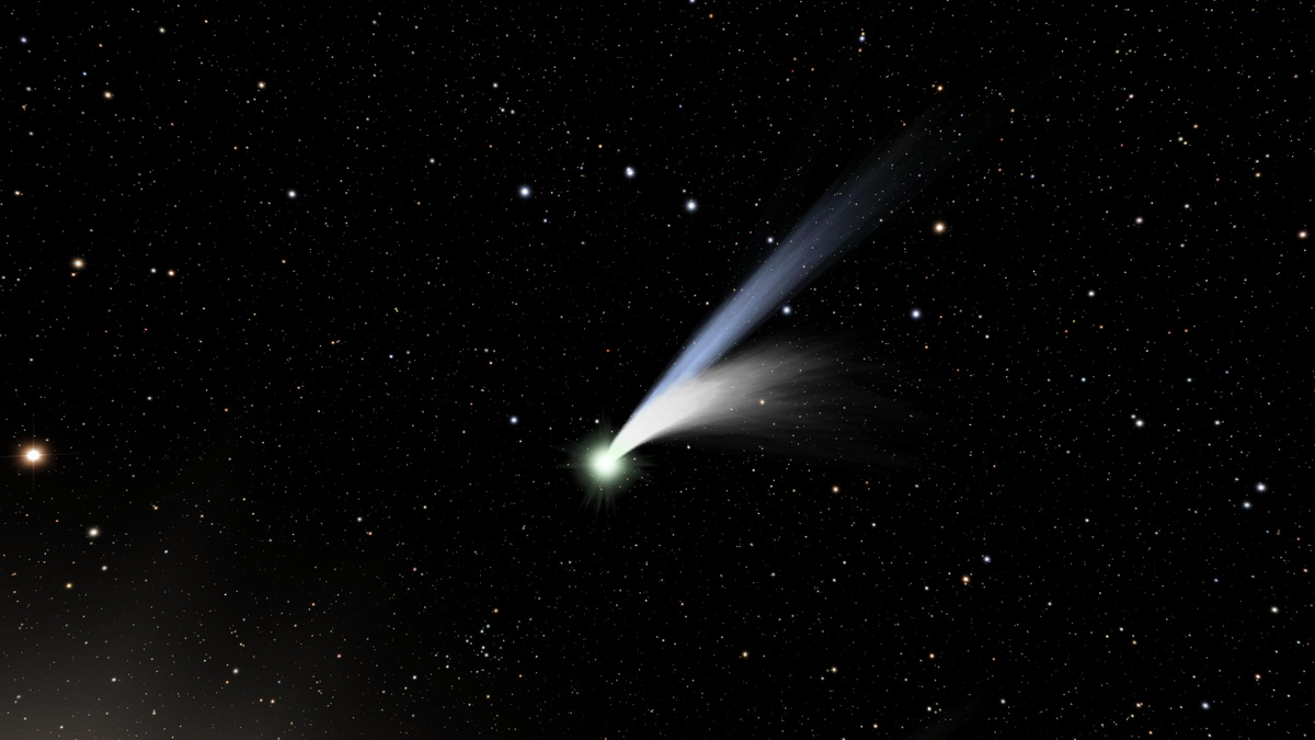 Примерно так может выглядеть комета C/2025 A6 (Lemmon) во время максимального сближения с нашей планетой. Изображение автора.