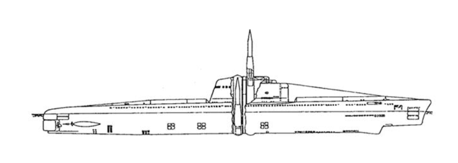 Схема подводного ракетоносца проекта В611
