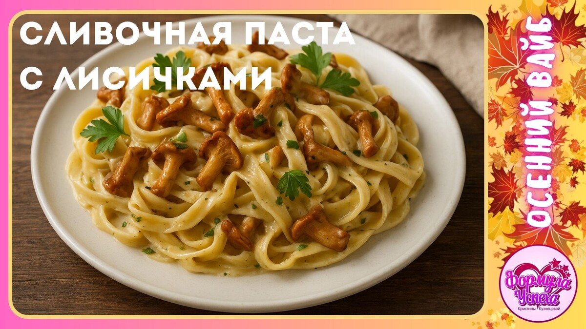 Сливочная паста с лисичками. Рецепт.